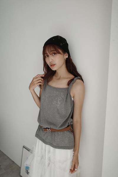 扭結棉麻後挖洞背心5