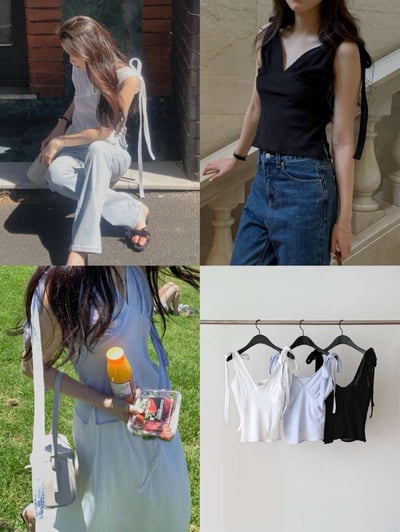 雙綁帶棉質開Ｖ背心8