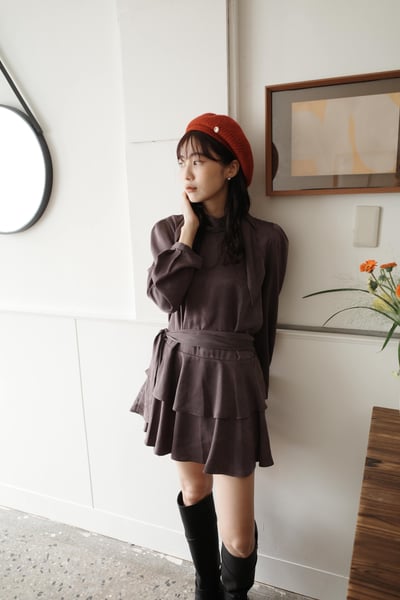 磨毛光澤質感綁帶蛋糕洋4