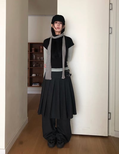 (special) 挺料毛呢百摺釦環褲裙12