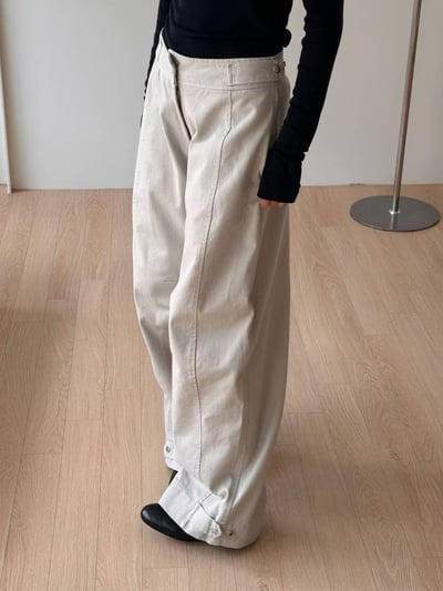 下單扣設計挺版斜紋布工作褲6