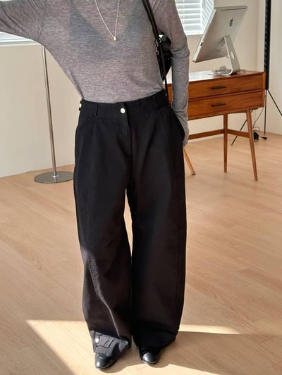 下單扣設計挺版斜紋布工作褲8