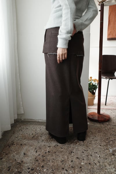 (設計師款）雙層開衩牛仔抽鬚長裙2