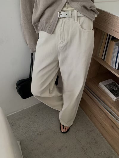 (小個友善) 附皮帶挺版直筒九分褲3