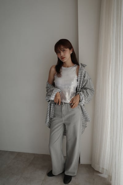 (小個友善) 附皮帶挺版直筒九分褲4