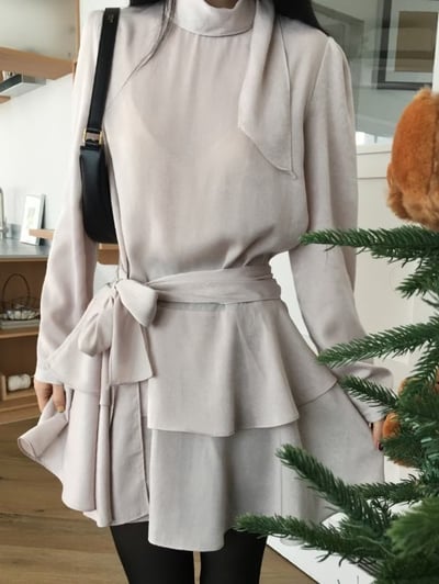 磨毛光澤質感綁帶蛋糕洋11