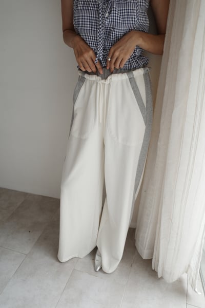 高質感腿長拼接棉褲1