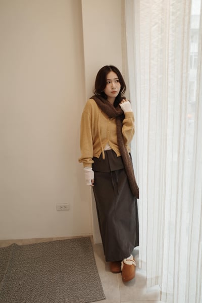 大折翻領直筒半裙2