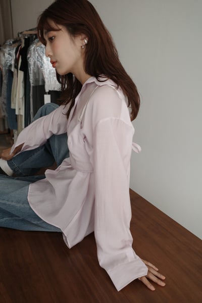 仙女！質感光澤絲綢附馬甲襯衫組3