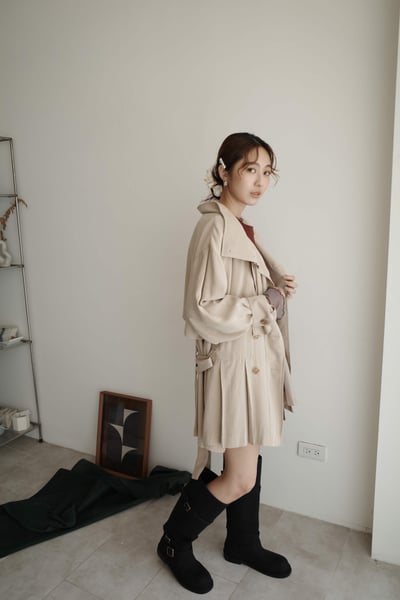 *大牌質感* 設計綁帶長版風衣洋裝5