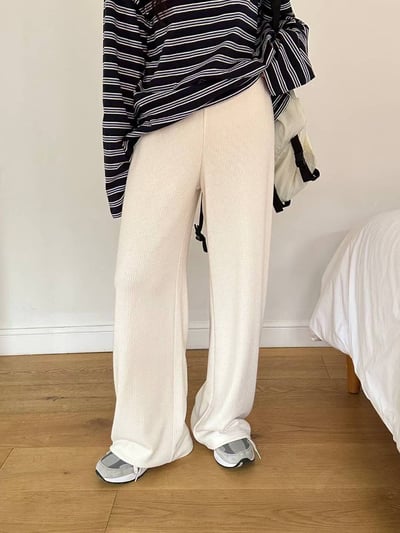 !! 舒服神褲 ! 軟Ｑ直腿坑條舒服褲3