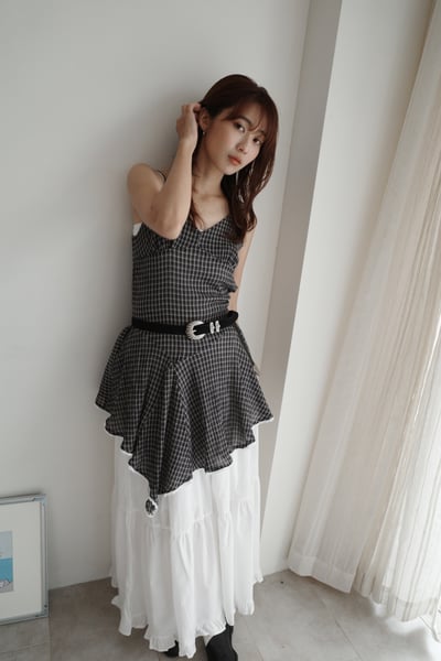 不規則細格紋層次短洋3