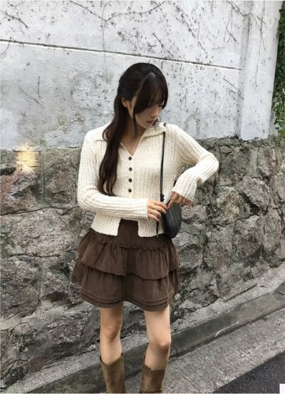 顆粒混織紋小領上衣9