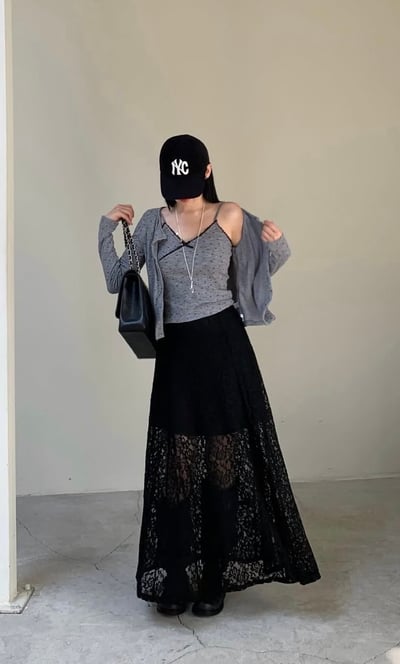 漂亮透透蕾絲A字裙6