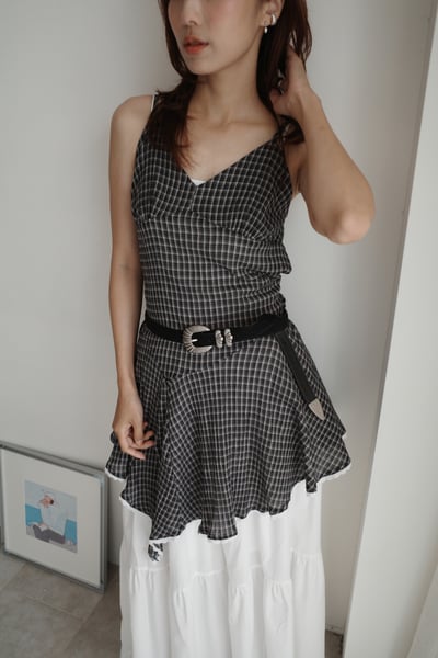 不規則細格紋層次短洋5