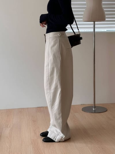 下單扣設計挺版斜紋布工作褲7