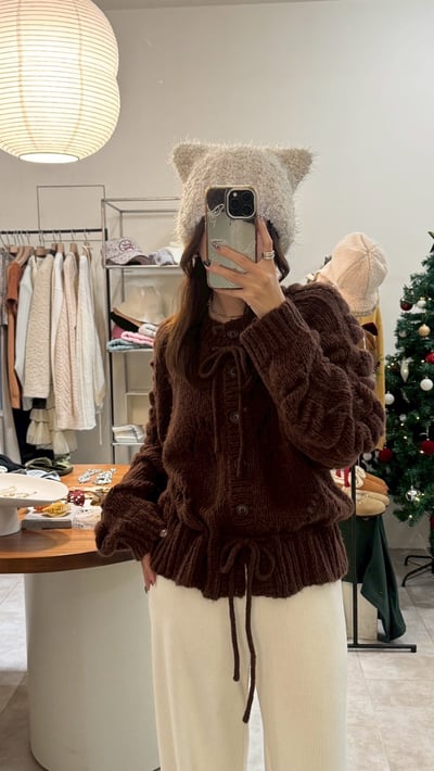 {質感高單}手袖設計雙綁帶羊駝毛毛衣外3