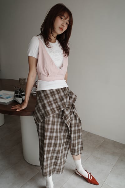 設計雙格紋層次長裙2