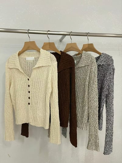 顆粒混織紋小領上衣6