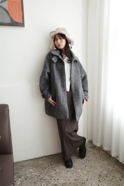 (質感best) 韓國手工羊毛領片中長版毛外10