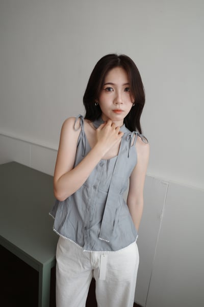 微光澤附綁帶傘狀背心3