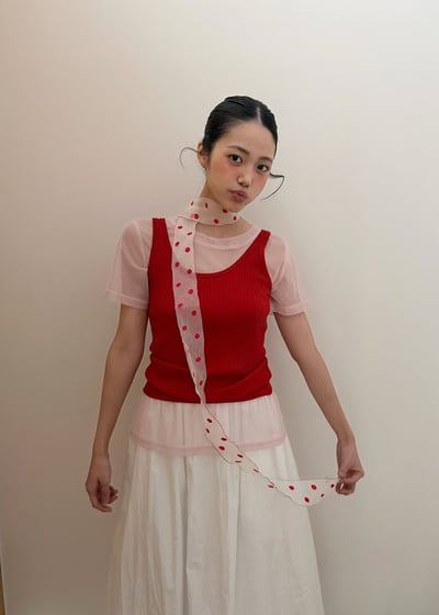 (不買會後悔)網紗坑條背心兩件式set4