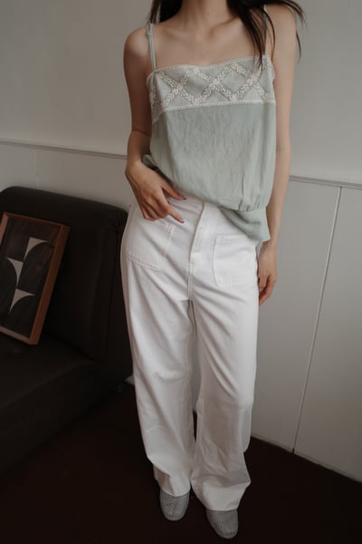小口袋彈性直筒褲1