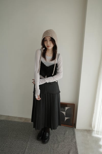 （歐膩必備）設計牌層次厚磅百摺羊毛長裙3