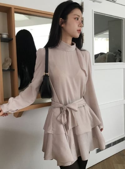 磨毛光澤質感綁帶蛋糕洋10