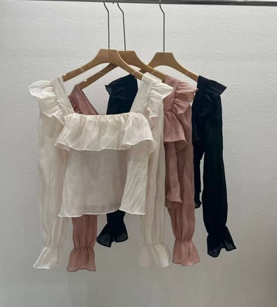 ( 仙氣飄飄）絲質光澤仙女方領襯衫10