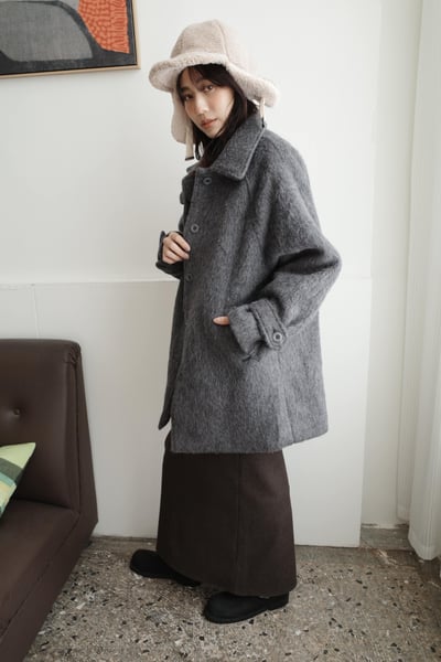 (質感best) 韓國手工羊毛領片中長版毛外7