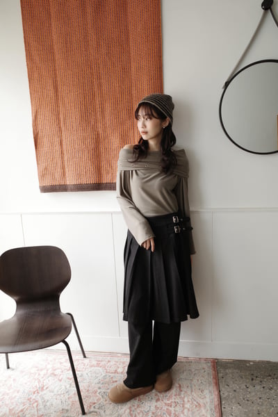 (special) 挺料毛呢百摺釦環褲裙5