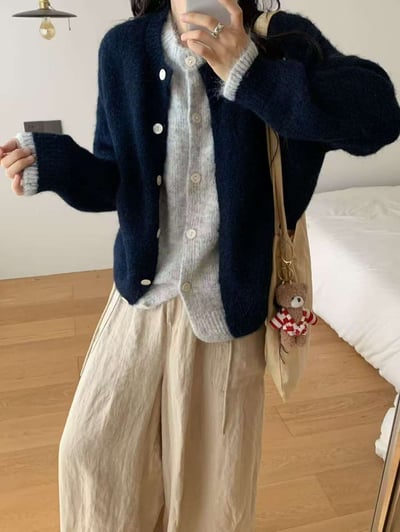 (Best!) 撞色假兩件拼接毛衣小外10