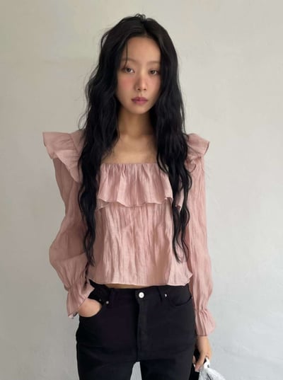 ( 仙氣飄飄）絲質光澤仙女方領襯衫7