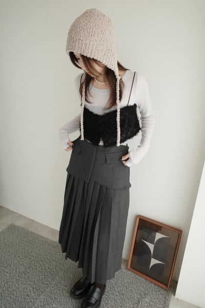 （歐膩必備）設計牌層次厚磅百摺羊毛長裙1