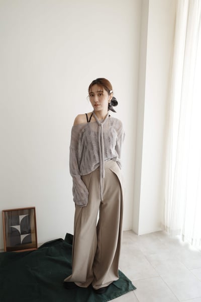 高級設計壓摺西裝落地褲4