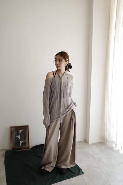 高級設計壓摺西裝落地褲5