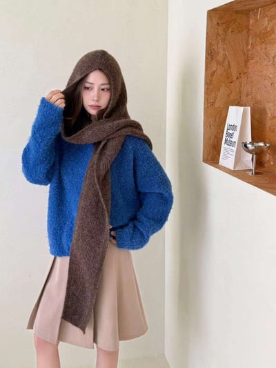 多用途！連帽針織圍巾3