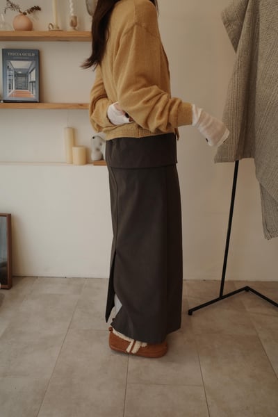 大折翻領直筒半裙5