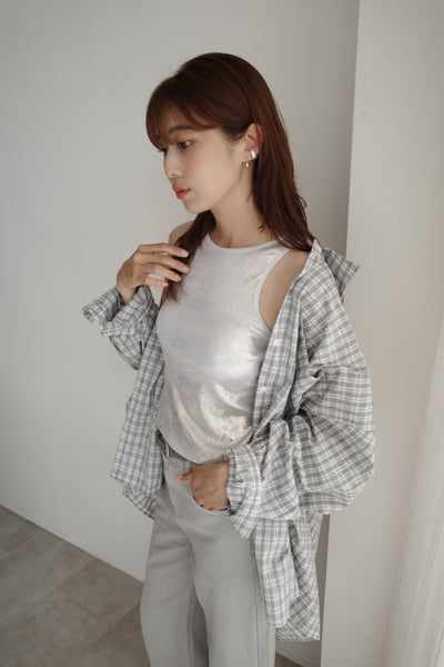 立體抓褶設計格紋襯3