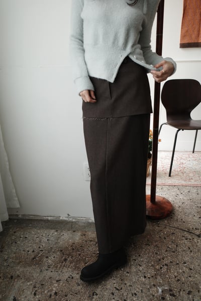 (設計師款）雙層開衩牛仔抽鬚長裙4