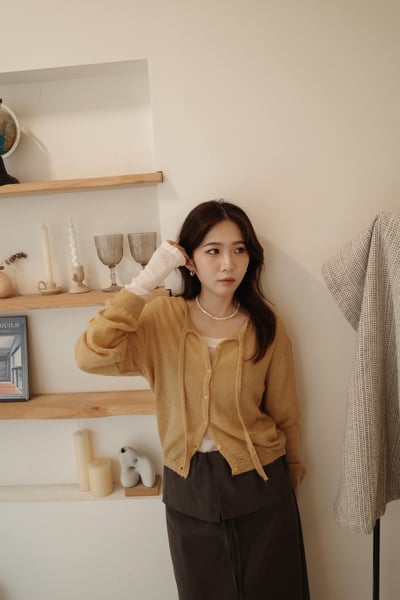 垂帶舒服排扣薄毛衣2