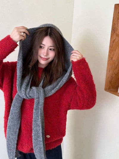 多用途！連帽針織圍巾6