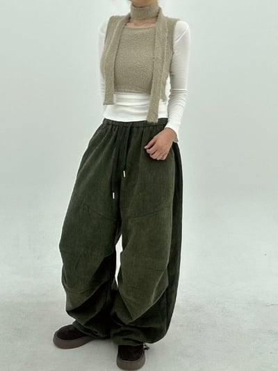 廓形燈芯絨車線工裝褲8