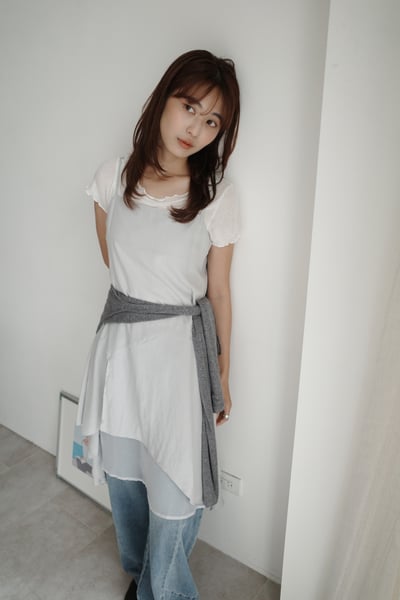 設計不對稱層次質感洋裝1