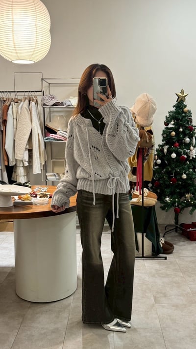 {質感高單}手袖設計雙綁帶羊駝毛毛衣外5