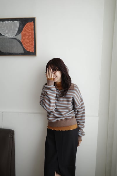 拉鍊POLO領內刷毛條紋撞色上衣3