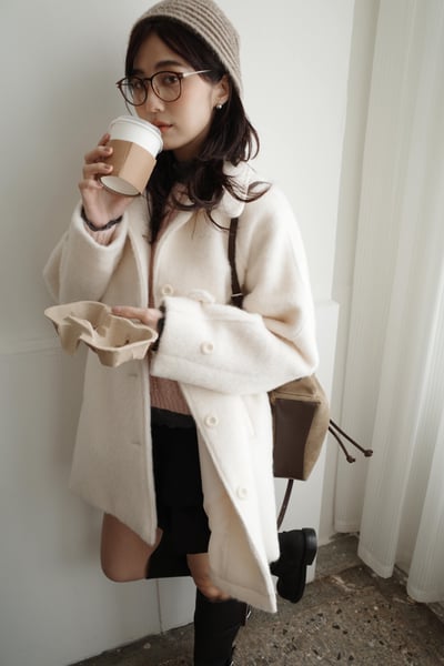 (質感best) 韓國手工羊毛領片中長版毛外1