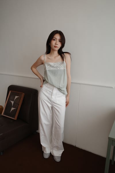 小口袋彈性直筒褲2