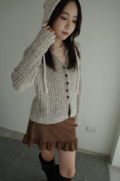 顆粒混織紋小領上衣1